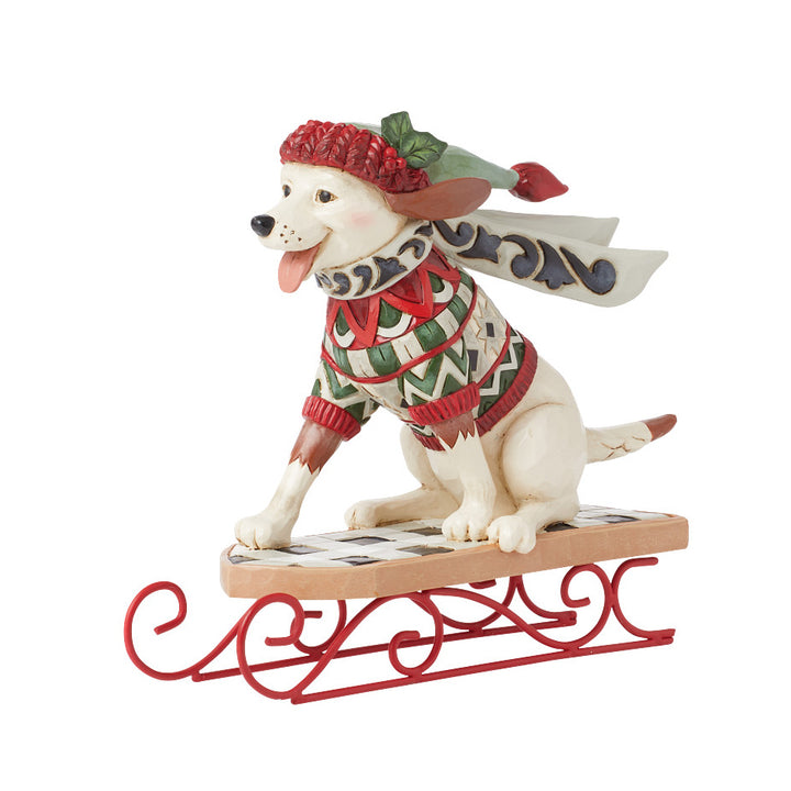 Jim Shore Heartwood Creek: Highland Glen Dog On Sled Figurine sparkle-castle