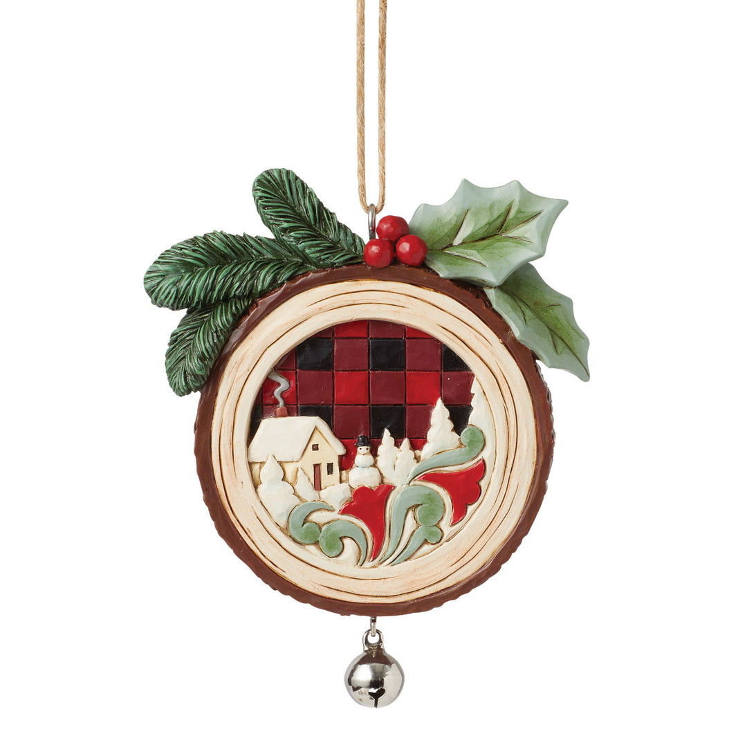 Jim Shore Heartwood Creek: Highland Glen Wood Slice Scene Hanging Ornament sparkle-castle