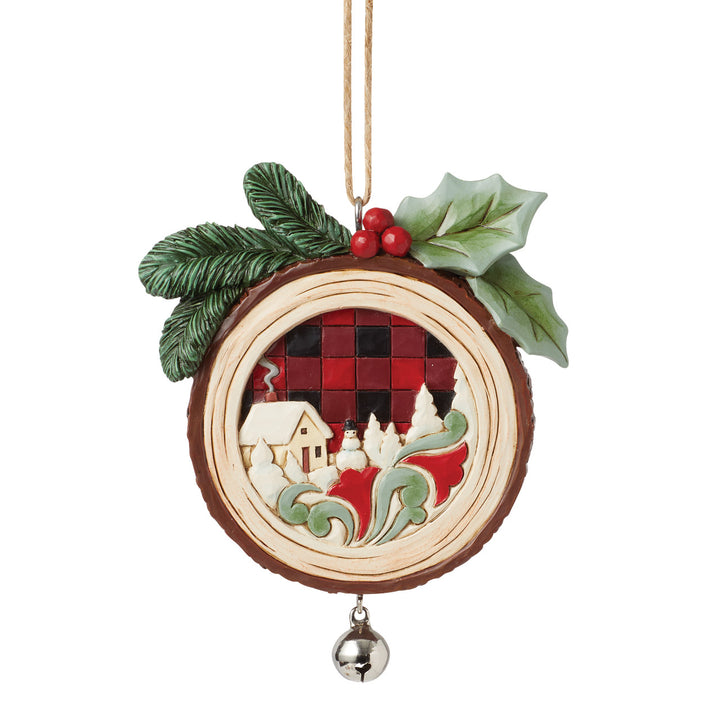 Jim Shore Heartwood Creek: Highland Glen Wood Slice Scene Hanging Ornament sparkle-castle