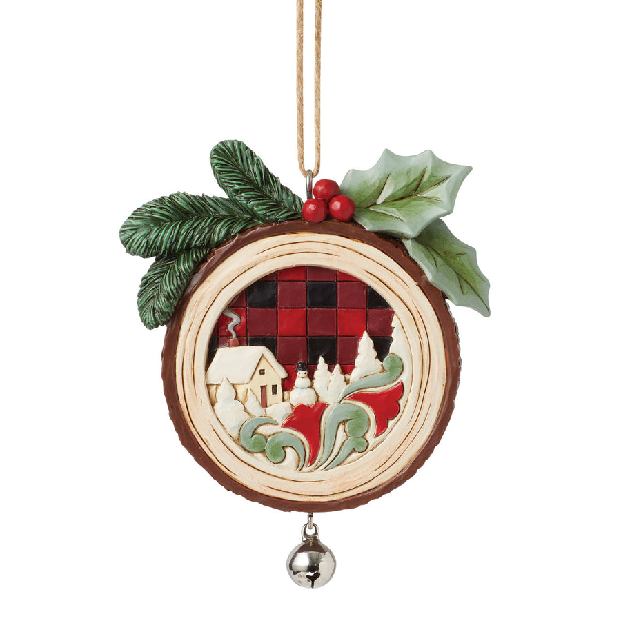 Jim Shore Heartwood Creek: Highland Glen Wood Slice Scene Hanging Ornament sparkle-castle
