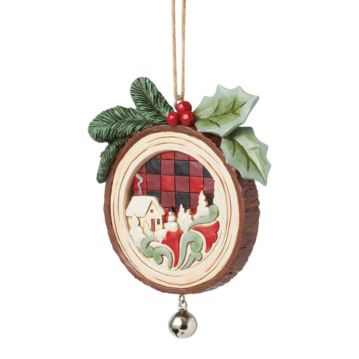 Jim Shore Heartwood Creek: Highland Glen Wood Slice Scene Hanging Ornament sparkle-castle