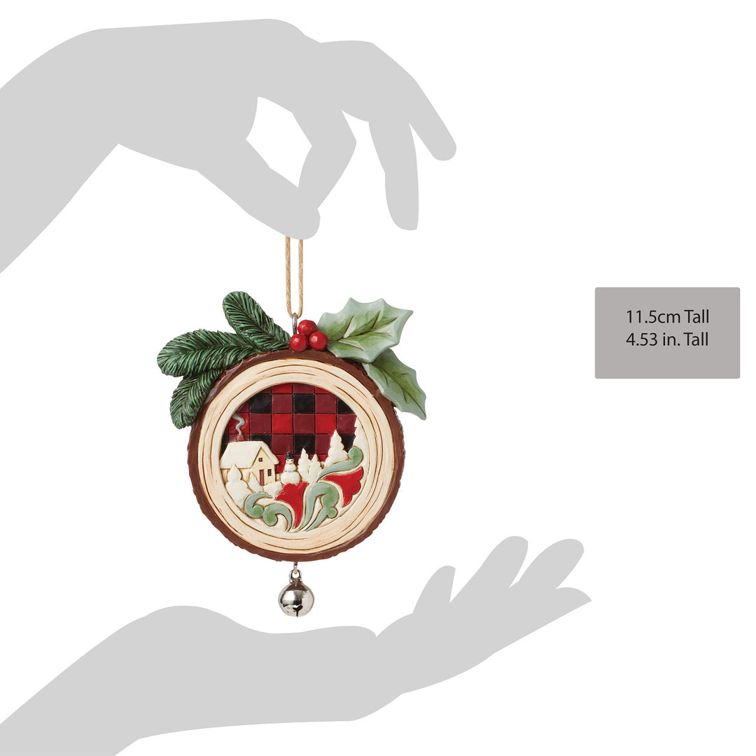 Jim Shore Heartwood Creek: Highland Glen Wood Slice Scene Hanging Ornament sparkle-castle