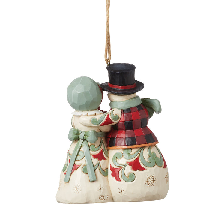 Jim Shore Heartwood Creek: Highland Glen Snowman Couple Hanging Ornament sparkle-castle