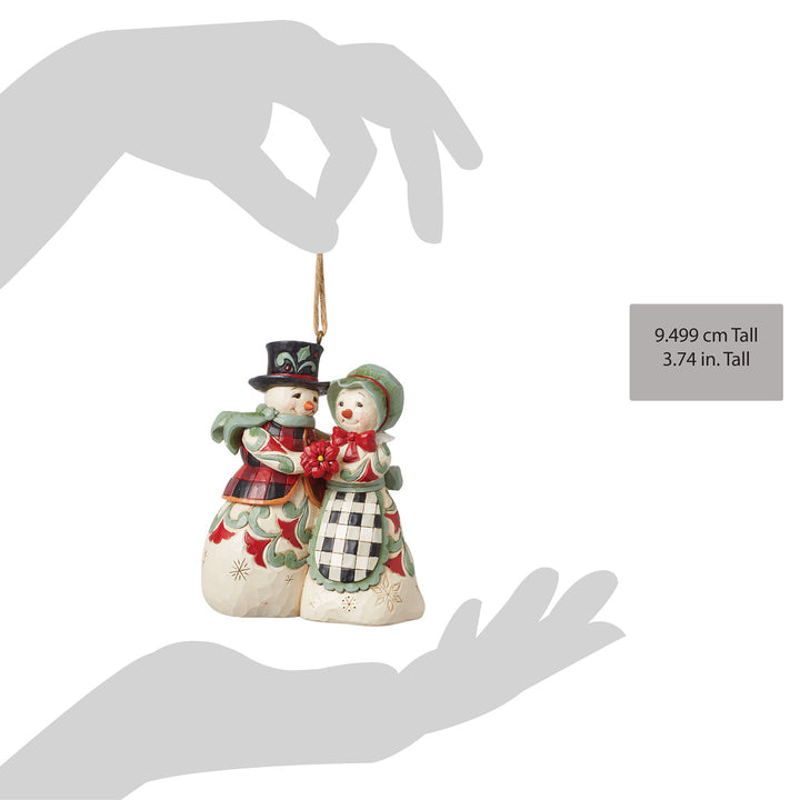 Jim Shore Heartwood Creek: Highland Glen Snowman Couple Hanging Ornament sparkle-castle