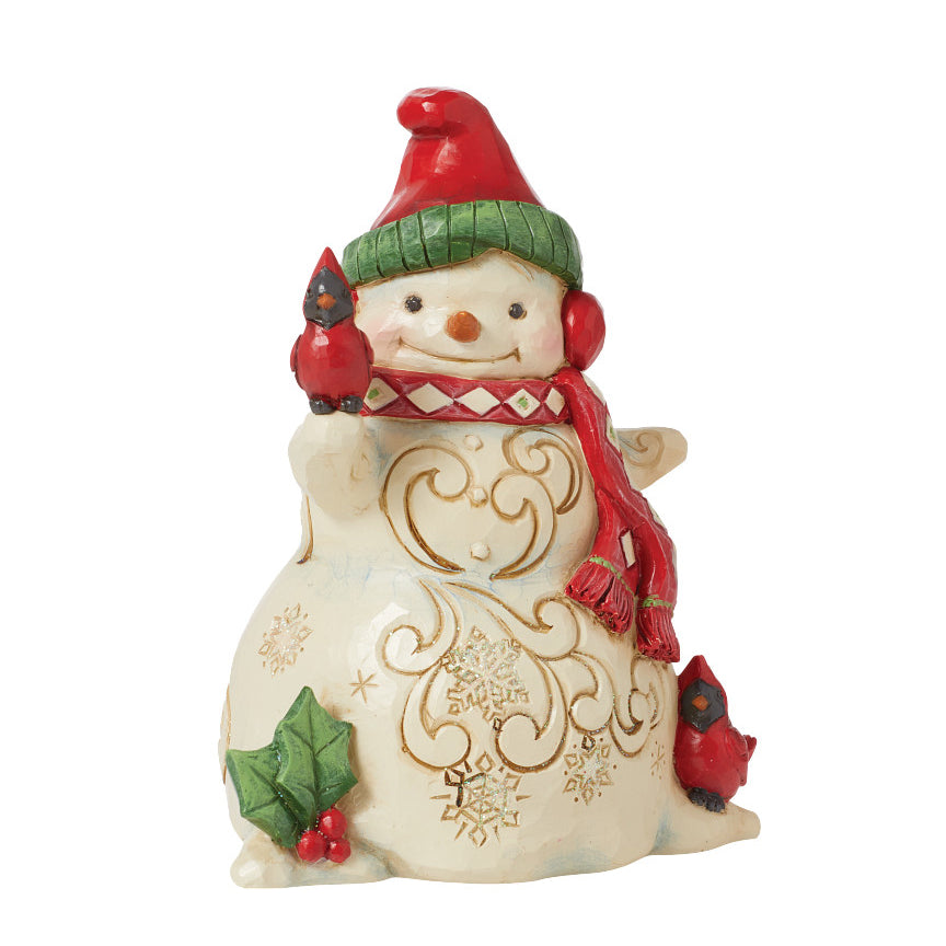 Jim Shore Heartwood Creek: Snowman With Earmuffs And Cardinal Figurine - SIGNED sparkle-castle