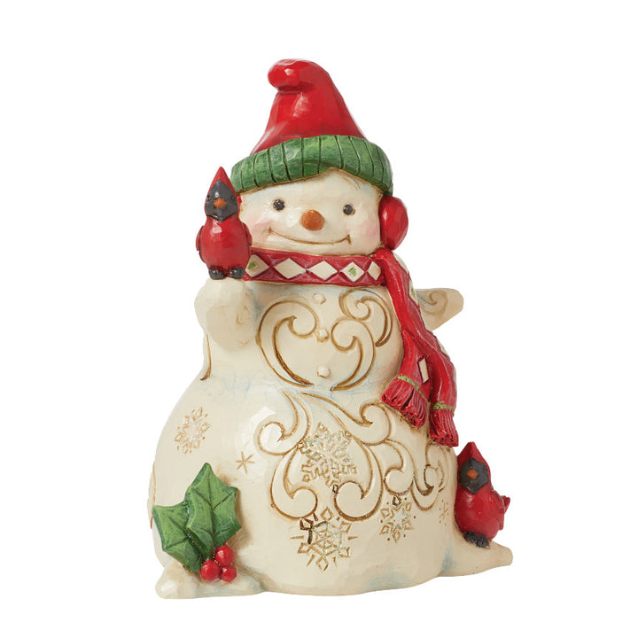Jim Shore Heartwood Creek: Snowman With Earmuffs And Cardinal Figurine - SIGNED sparkle-castle