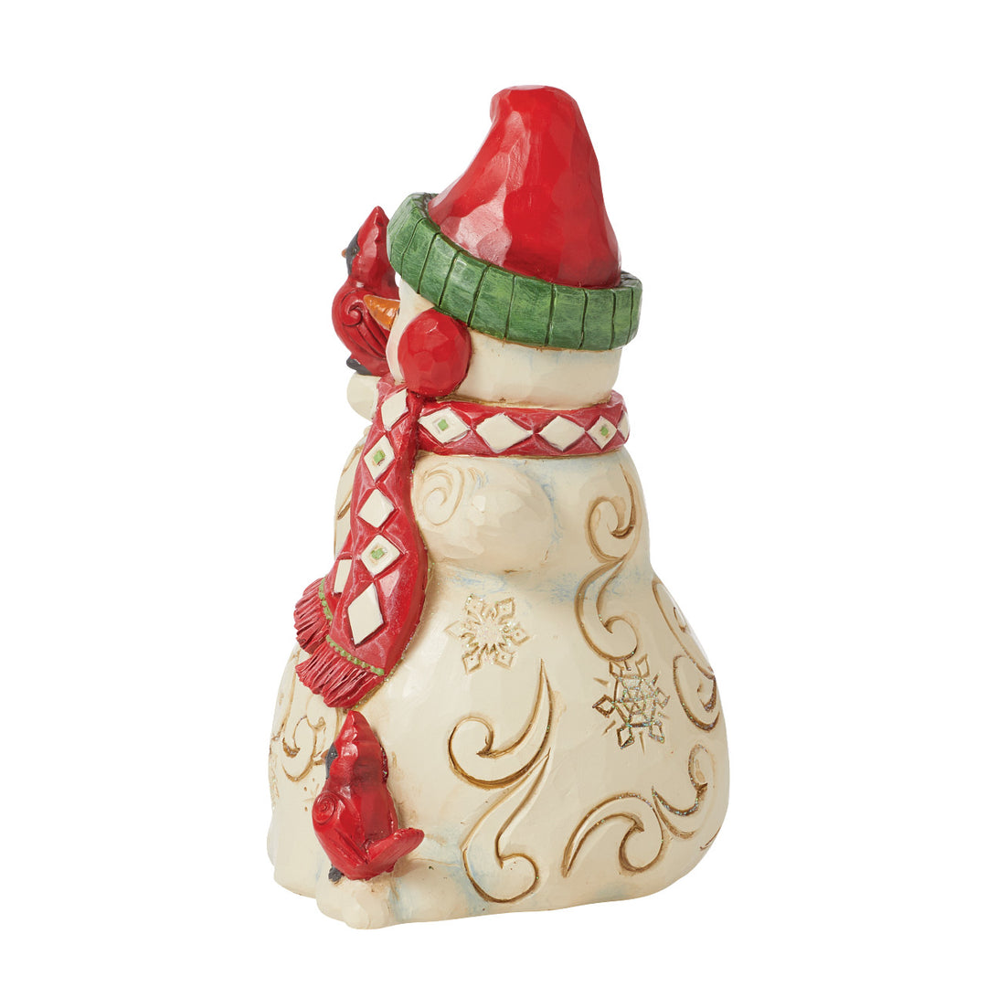 Jim Shore Heartwood Creek: Snowman With Earmuffs And Cardinal Figurine - SIGNED sparkle-castle