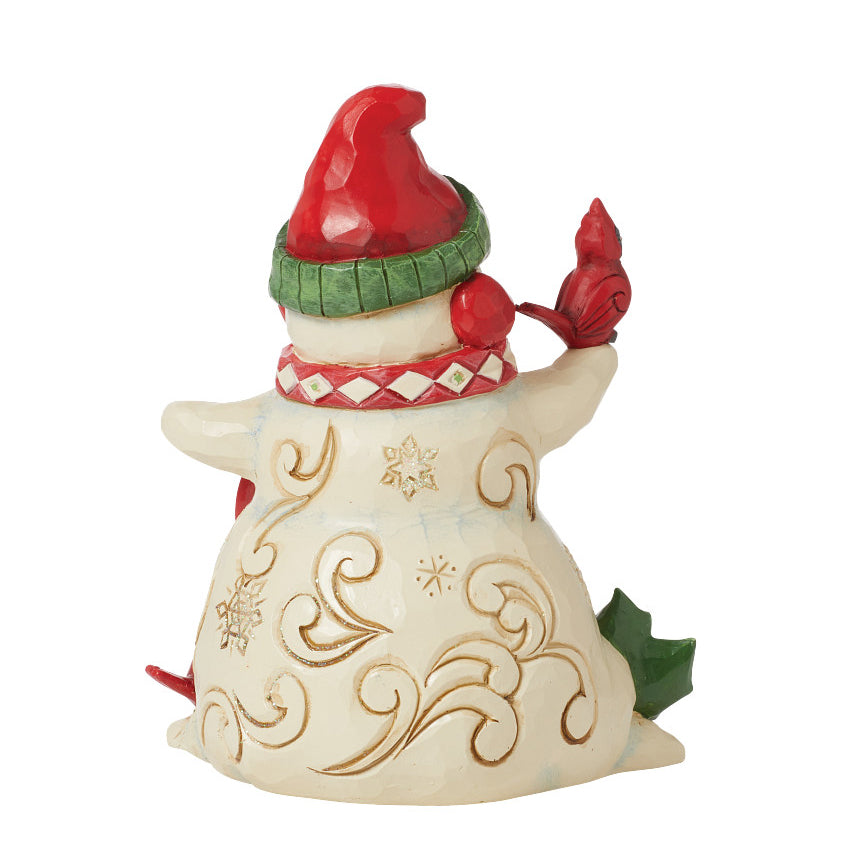 Jim Shore Heartwood Creek: Snowman With Earmuffs And Cardinal Figurine - SIGNED sparkle-castle