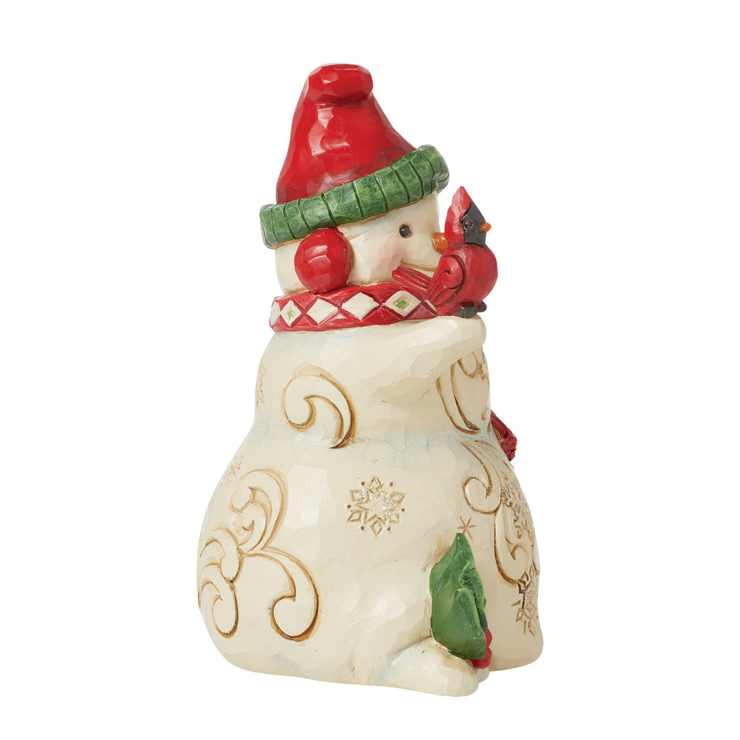 Jim Shore Heartwood Creek: Snowman With Earmuffs And Cardinal Figurine - SIGNED sparkle-castle