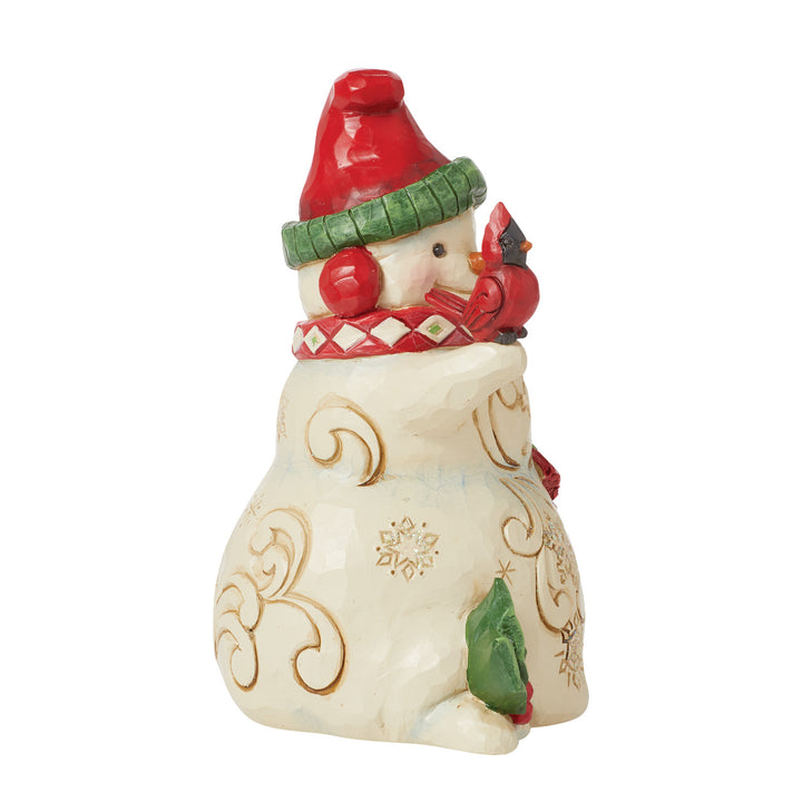 Jim Shore Heartwood Creek: Snowman With Earmuffs And Cardinal Figurine - SIGNED sparkle-castle