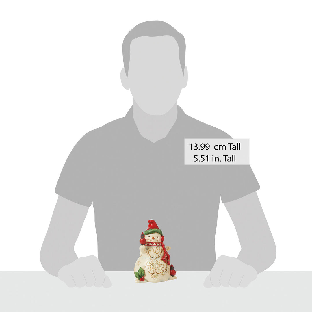 Jim Shore Heartwood Creek: Snowman With Earmuffs And Cardinal Figurine - SIGNED sparkle-castle