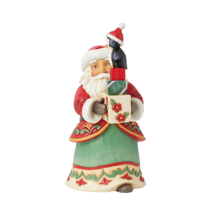 Jim Shore Heartwood Creek: Pint Sized Santa With Presents & Penguin Figurine sparkle-castle