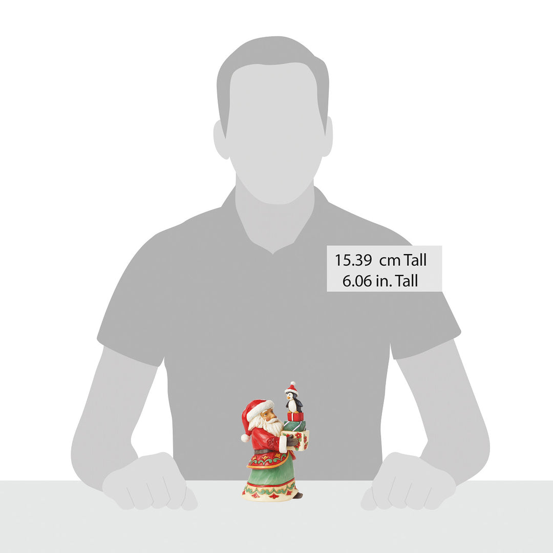 Jim Shore Heartwood Creek: Pint Sized Santa With Presents & Penguin Figurine sparkle-castle