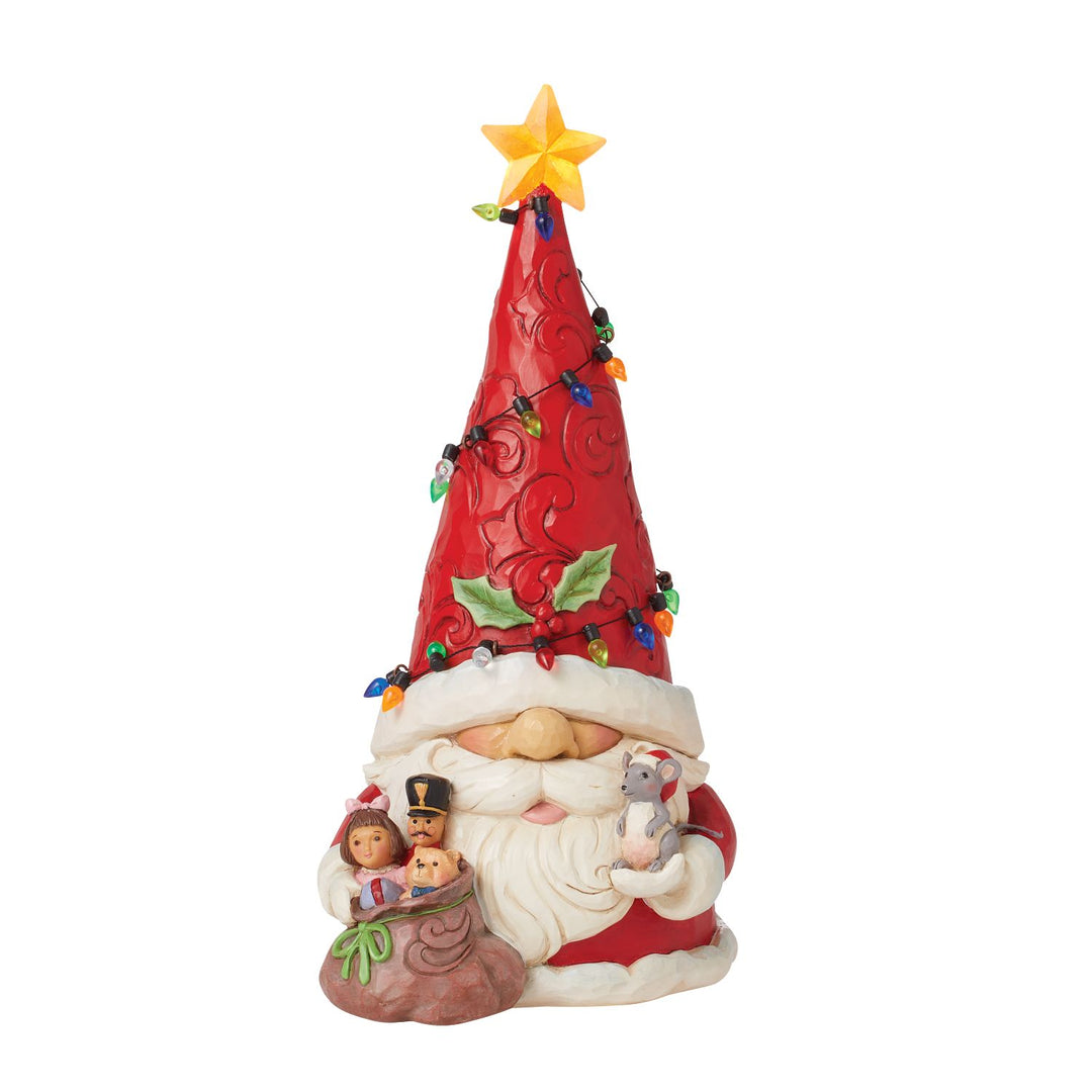 Jim Shore Heartwood Creek: Gnome With Lights On Hat Figurine sparkle-castle