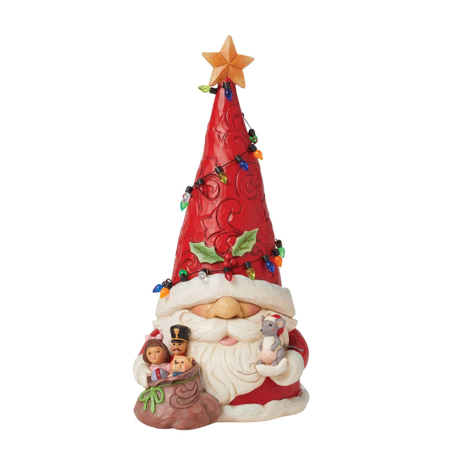 Jim Shore Heartwood Creek: Gnome With Lights On Hat Figurine sparkle-castle