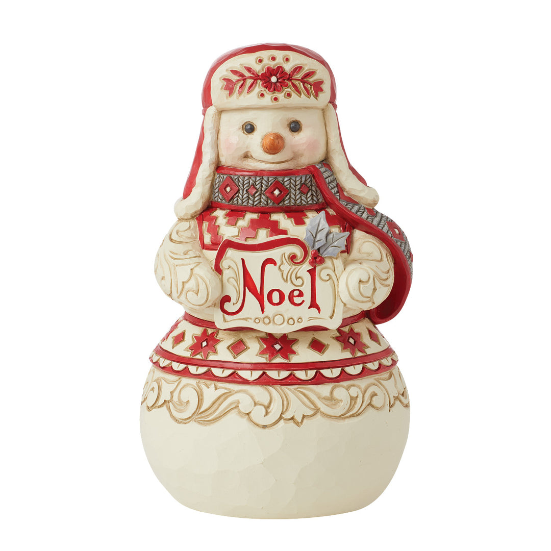 Jim Shore Heartwood Creek: Nordic Noel Snowman Holding Noel Sign Figurine - SIGNED sparkle-castle