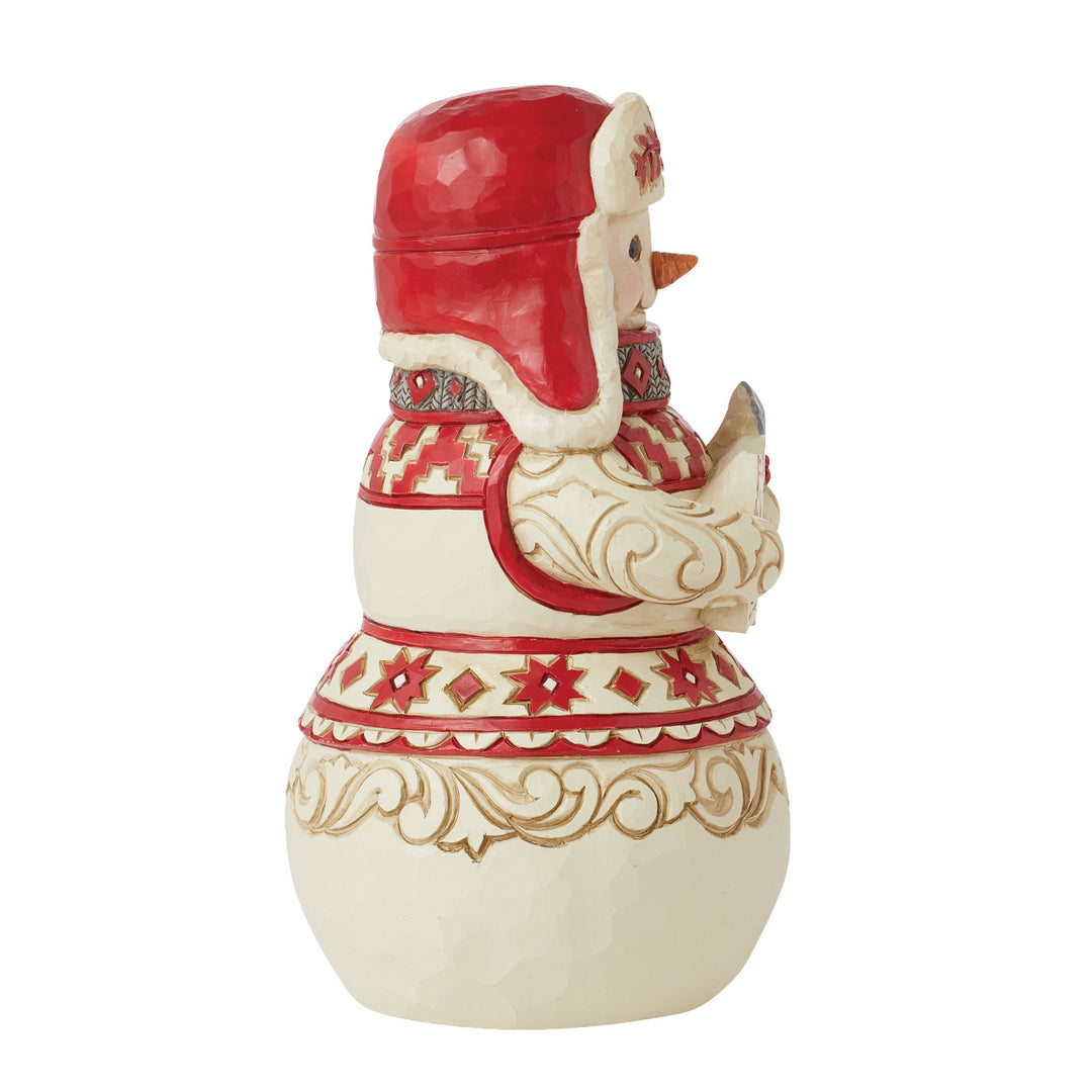 Jim Shore Heartwood Creek: Nordic Noel Snowman Holding Noel Sign Figurine - SIGNED sparkle-castle