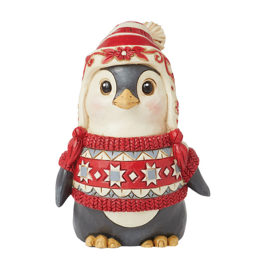 Jim Shore Heartwood Creek: Nordic Noel Penguin Wearing Sweater Figurine sparkle-castle