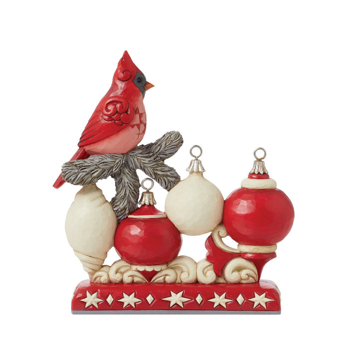 Jim Shore Heartwood Creek: Nordic Noel Cardinal on NOEL Sign Figurine sparkle-castle