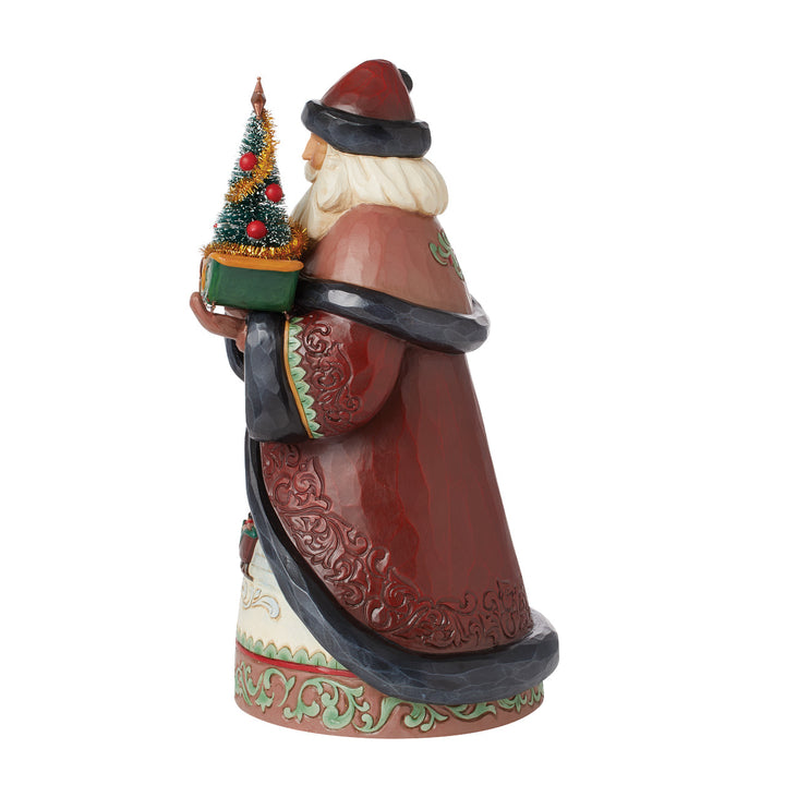 Jim Shore Heartwood Creek: Holiday Manor Santa Holding Small Sleigh and Sisal Tree Figurine - SIGNED sparkle-castle