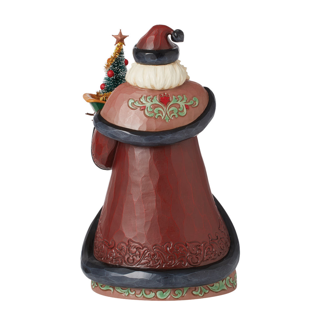 Jim Shore Heartwood Creek: Holiday Manor Santa Holding Small Sleigh and Sisal Tree Figurine - SIGNED sparkle-castle