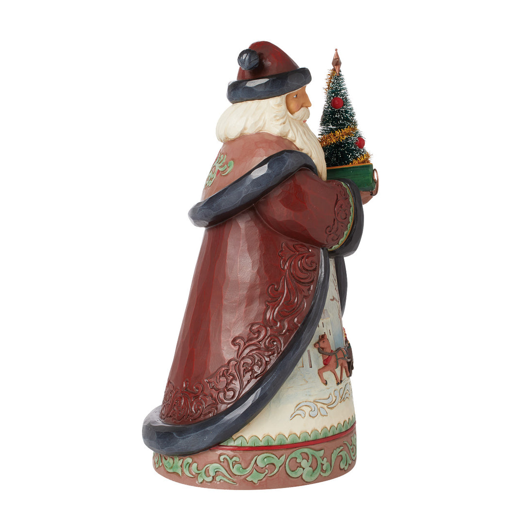 Jim Shore Heartwood Creek: Holiday Manor Santa Holding Small Sleigh and Sisal Tree Figurine - SIGNED sparkle-castle