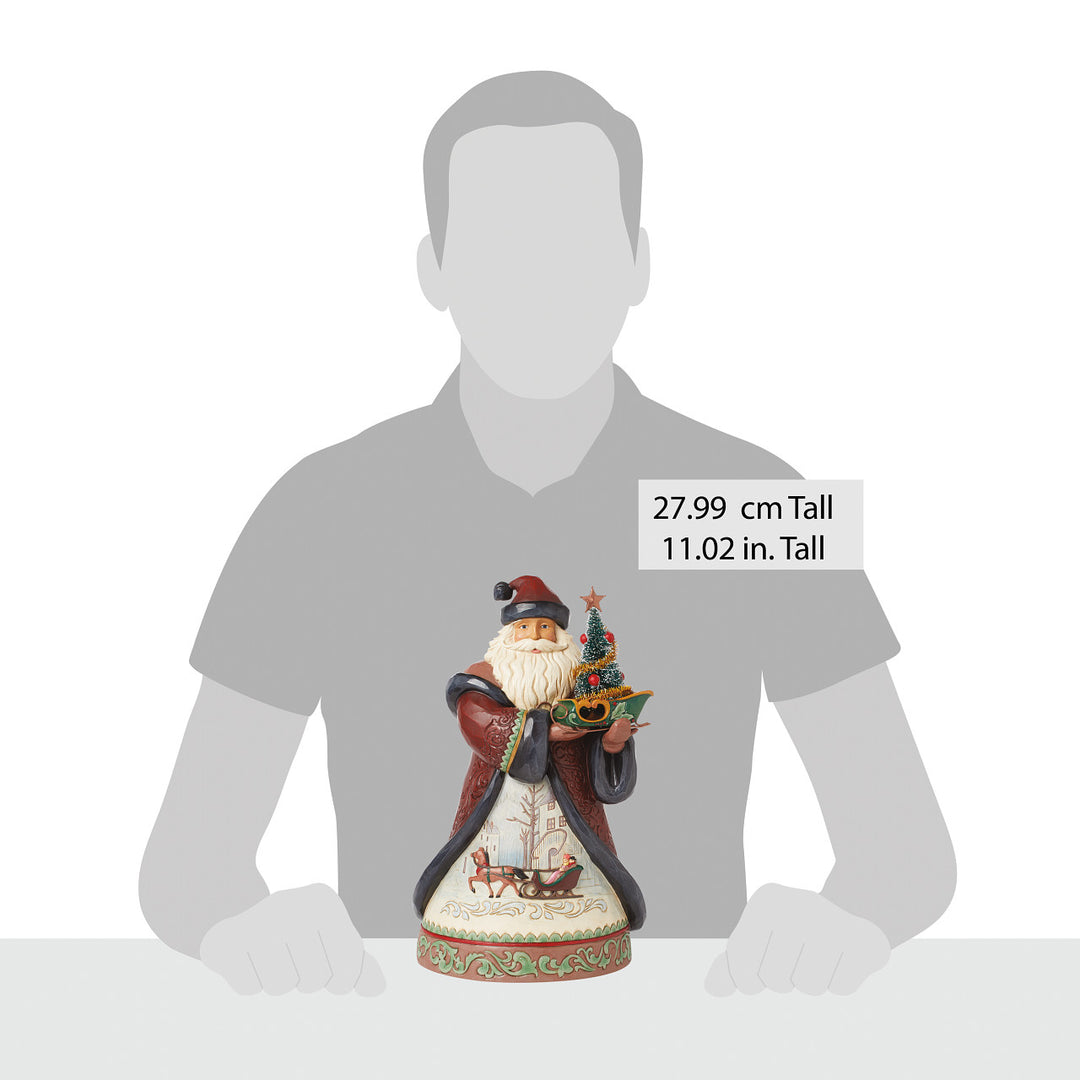 Jim Shore Heartwood Creek: Holiday Manor Santa Holding Small Sleigh and Sisal Tree Figurine - SIGNED sparkle-castle