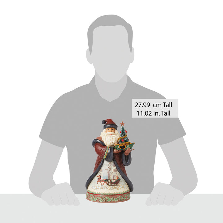 Jim Shore Heartwood Creek: Holiday Manor Santa Holding Small Sleigh and Sisal Tree Figurine - SIGNED sparkle-castle