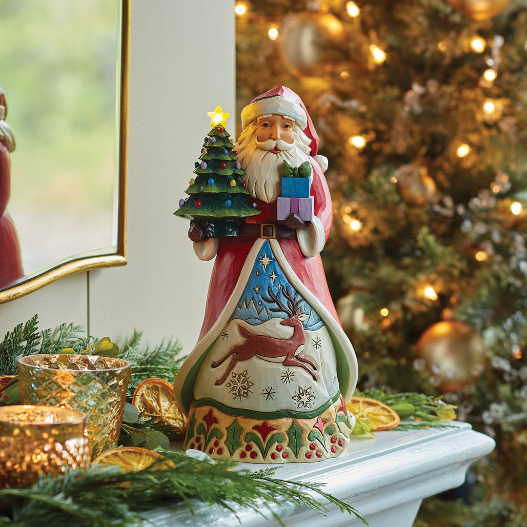 Jim Shore Heartwood Creek: Santa With Vintage LED Tree Figurine - SIGNED sparkle-castle