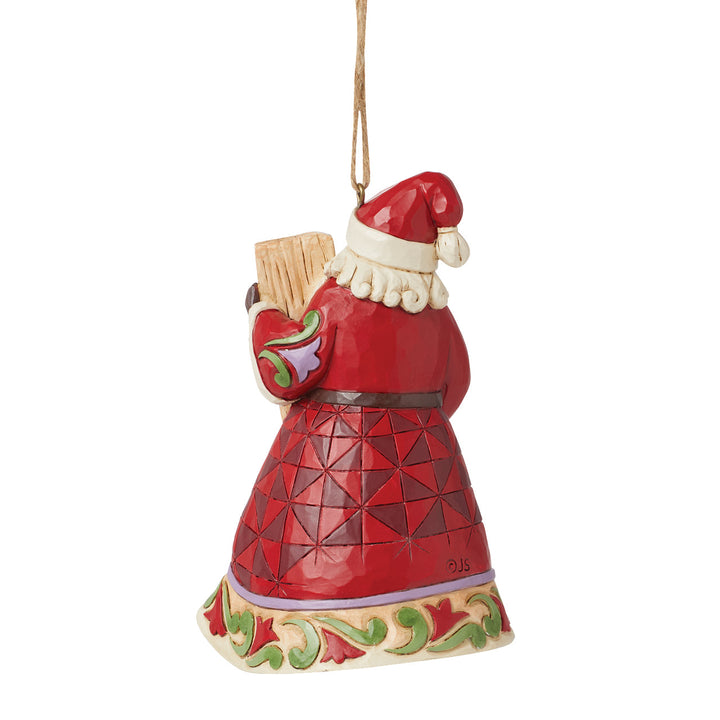 Jim Shore Heartwood Creek: Santa Holding Porch Board Hanging Ornament sparkle-castle