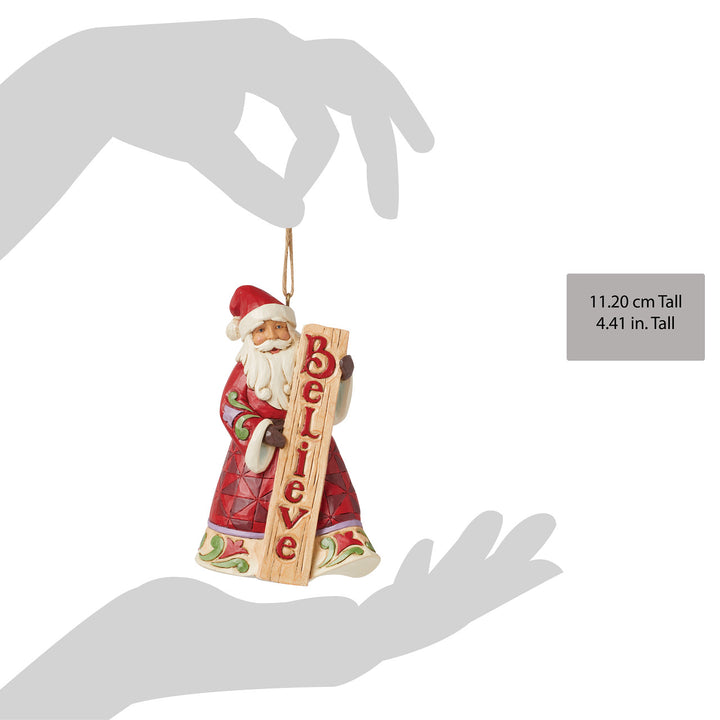 Jim Shore Heartwood Creek: Santa Holding Porch Board Hanging Ornament sparkle-castle