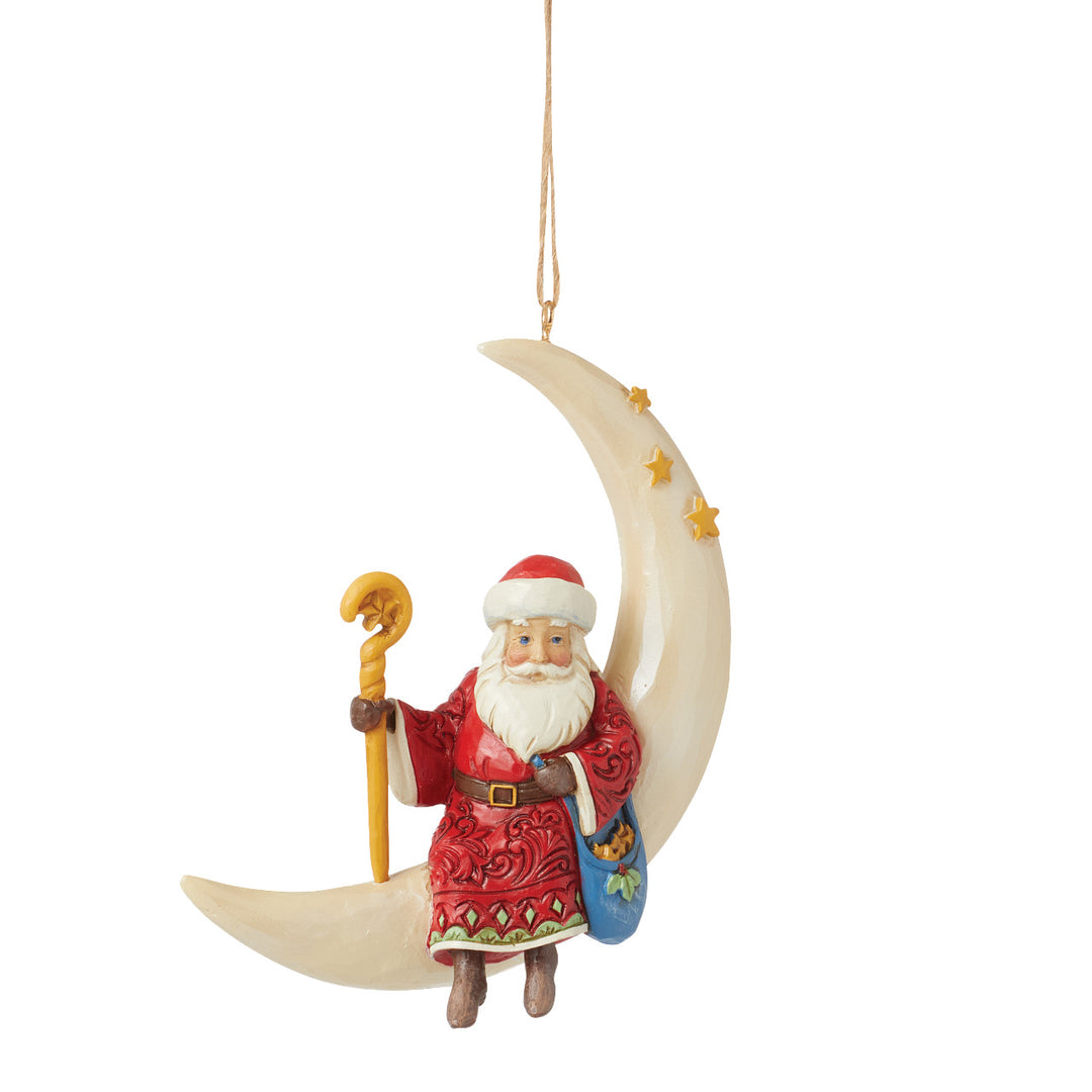 Jim Shore Heartwood Creek: Santa In Moon Hanging Ornament sparkle-castle