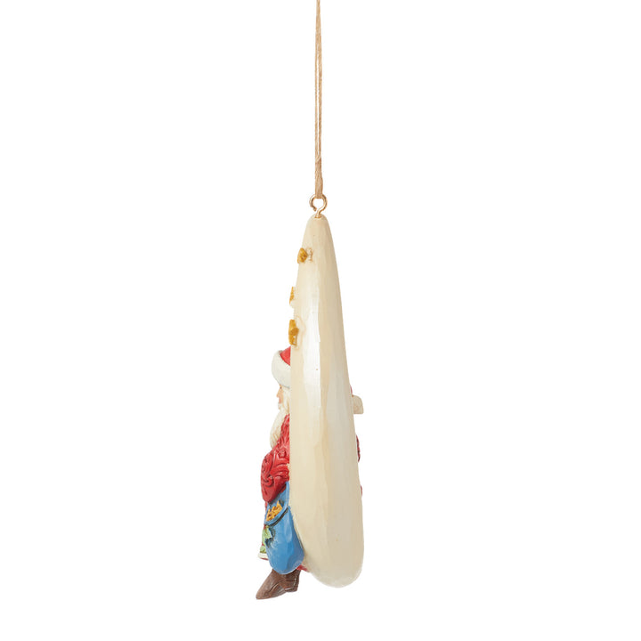 Jim Shore Heartwood Creek: Santa In Moon Hanging Ornament sparkle-castle