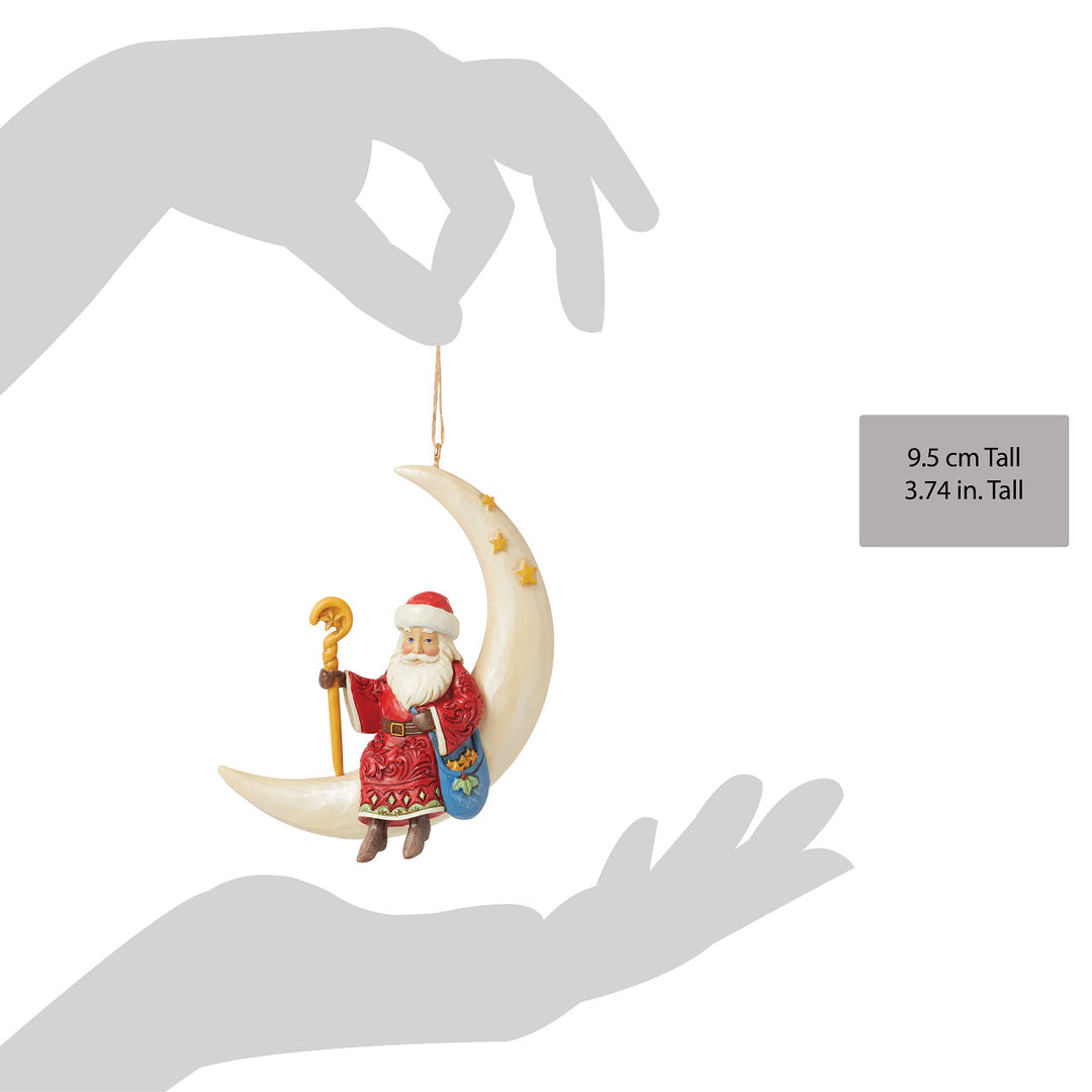 Jim Shore Heartwood Creek: Santa In Moon Hanging Ornament sparkle-castle