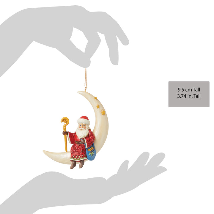 Jim Shore Heartwood Creek: Santa In Moon Hanging Ornament sparkle-castle