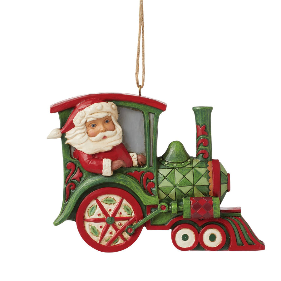 Jim Shore Heartwood Creek: Santa In Train Engine Hanging Ornament sparkle-castle