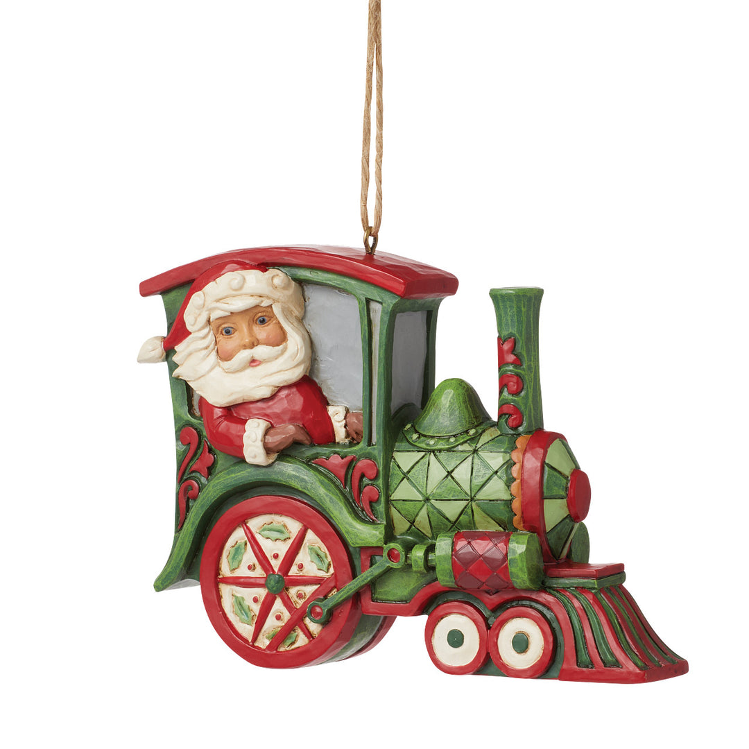 Jim Shore Heartwood Creek: Santa In Train Engine Hanging Ornament sparkle-castle