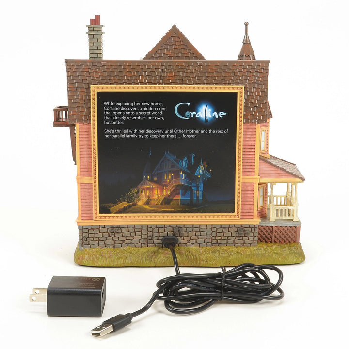 Department 56 Fright Ave: Coraline - The Pink Palace Apartments, Set of 3 sparkle-castle