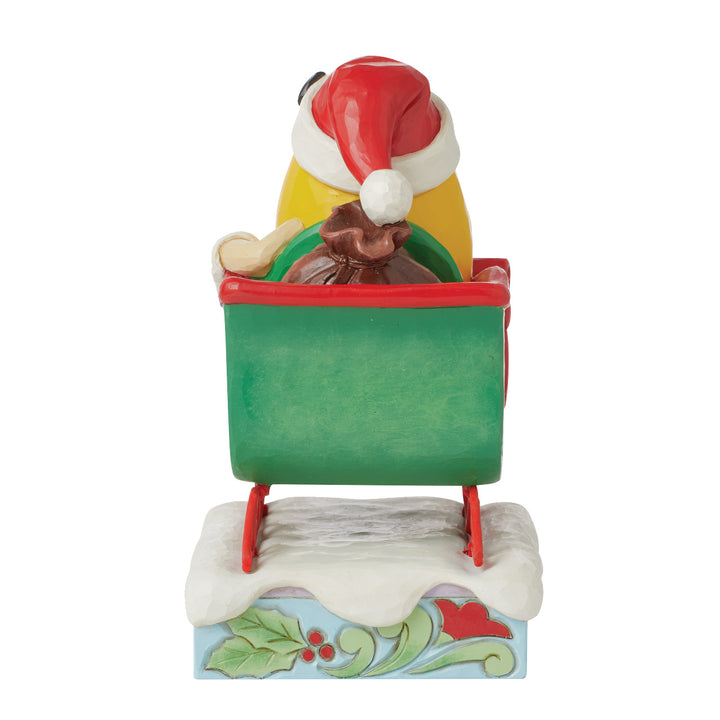 Jim Shore M&M'S: Yellow M&M With Santa Hat and Sleigh Figurine - SIGNED sparkle-castle