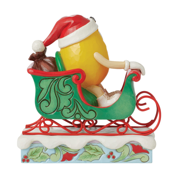 Jim Shore M&M'S: Yellow M&M With Santa Hat and Sleigh Figurine - SIGNED sparkle-castle