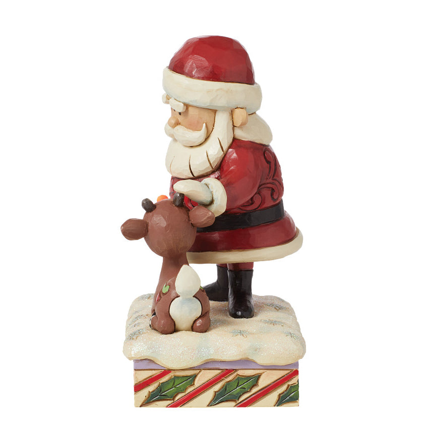 Jim Shore Rudolph Traditions: Santa Petting Rudolph Figurine sparkle-castle