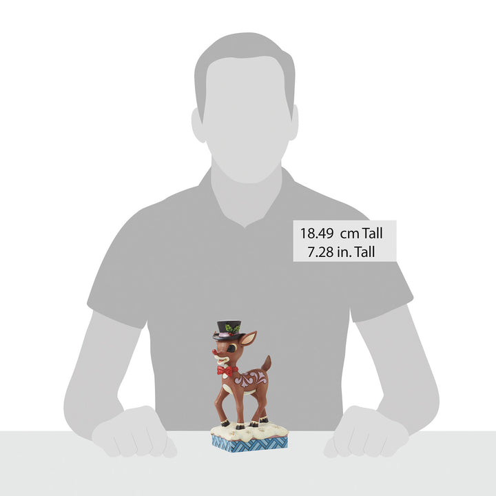 Jim Shore Rudolph Traditions: Rudolph Wearing Top Hat and Bowtie Figurine sparkle-castle