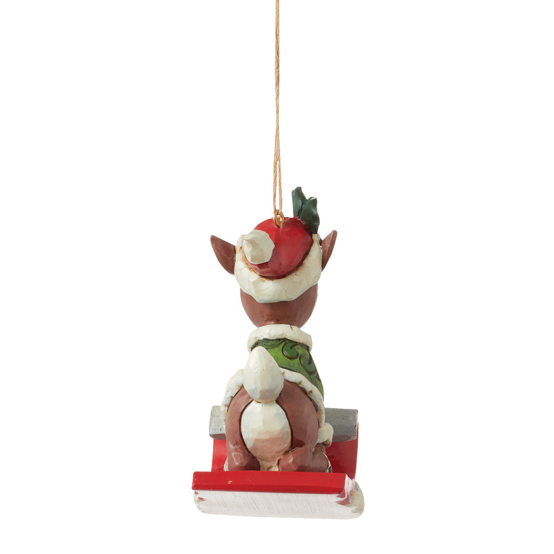 Jim Shore Rudolph Traditions: Dated 2024 Rudolph On Sled Hanging Ornament sparkle-castle