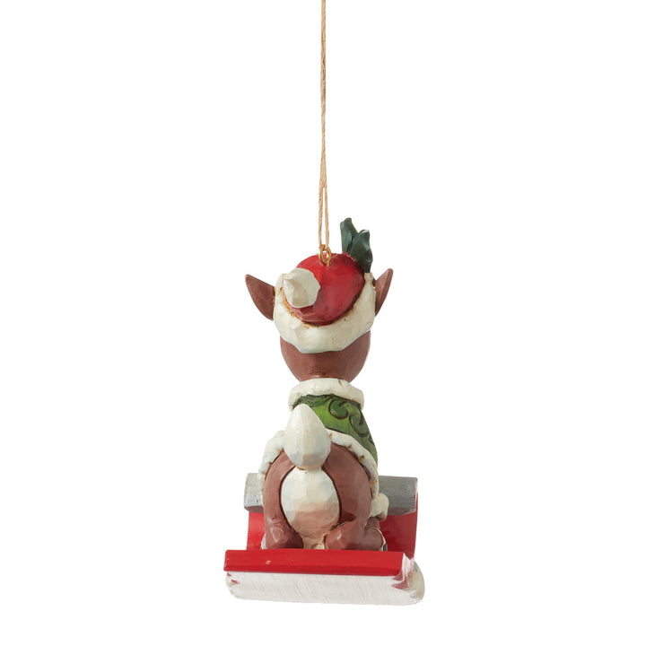 Jim Shore Rudolph Traditions: Dated 2024 Rudolph On Sled Hanging Ornament sparkle-castle