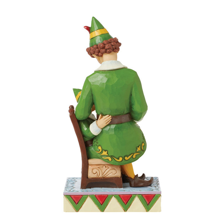 Jim Shore Elf: Buddy Sitting On Papa Elf's Lap Figurine sparkle-castle