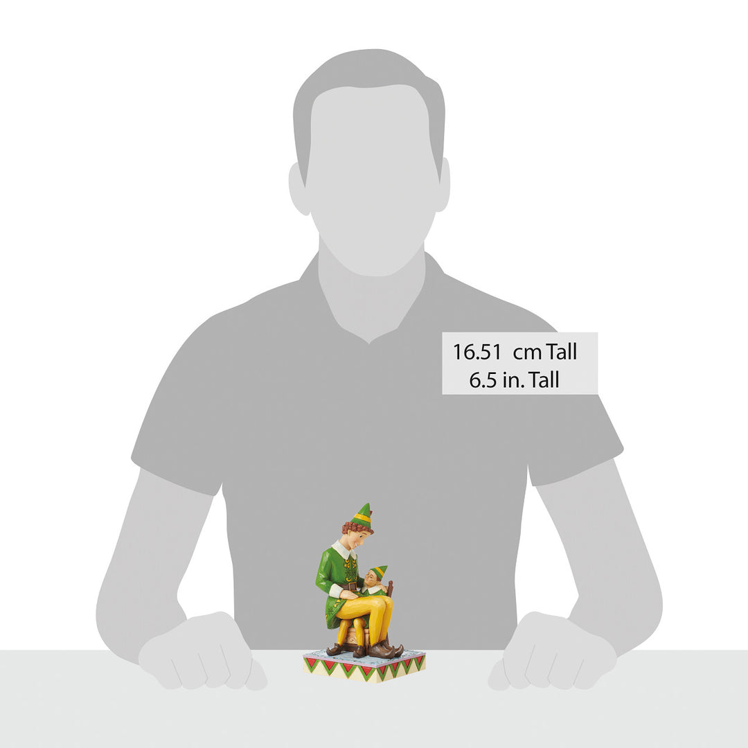 Jim Shore Elf: Buddy Sitting On Papa Elf's Lap Figurine sparkle-castle