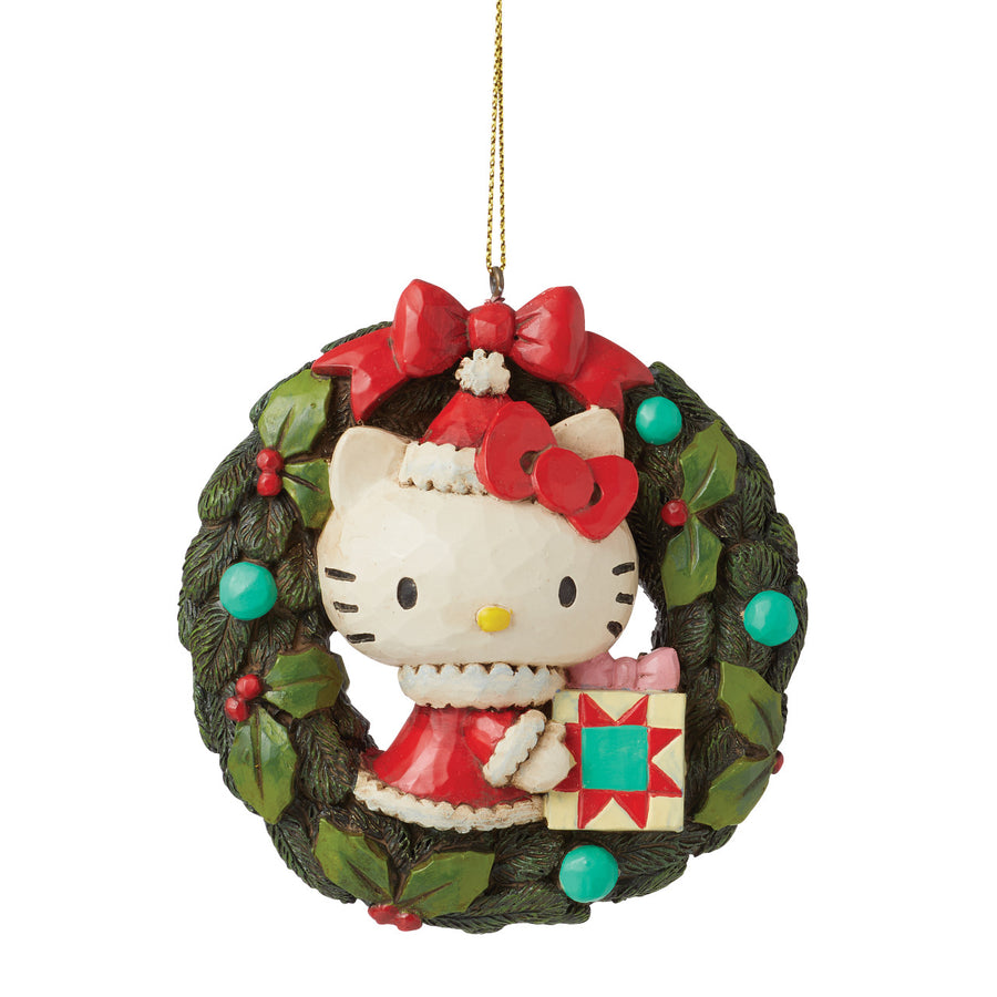 Jim Shore Sanrio: Hello Kitty In Wreath Hanging Ornament sparkle-castle