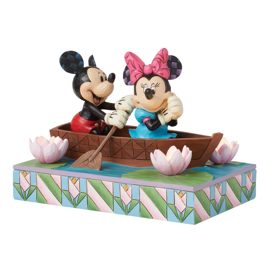 Jim Shore Disney Traditions: Mickey & Minnie In Love Rowboat Figurine sparkle-castle
