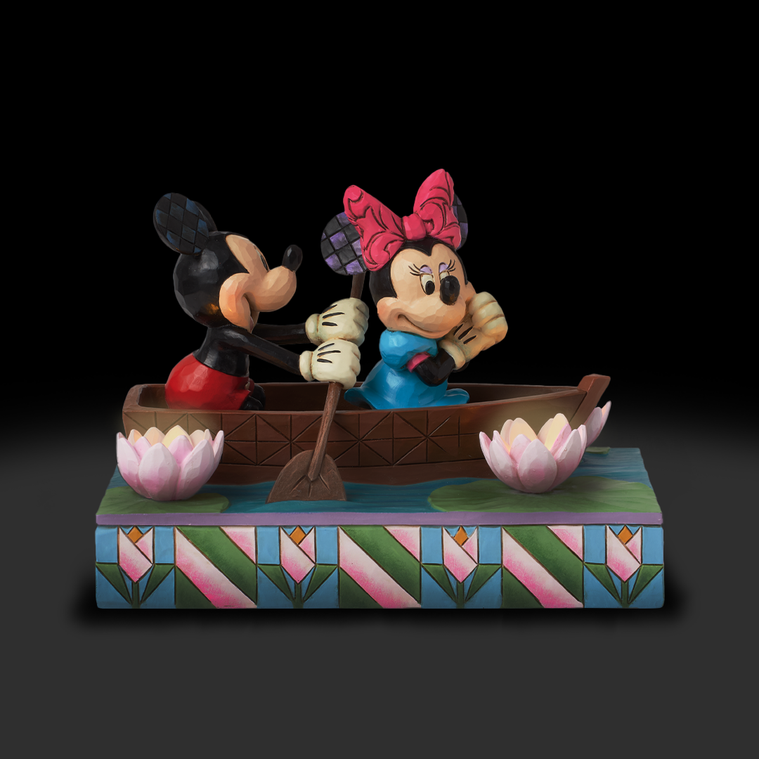Jim Shore Disney Traditions: Mickey & Minnie In Love Rowboat Figurine sparkle-castle