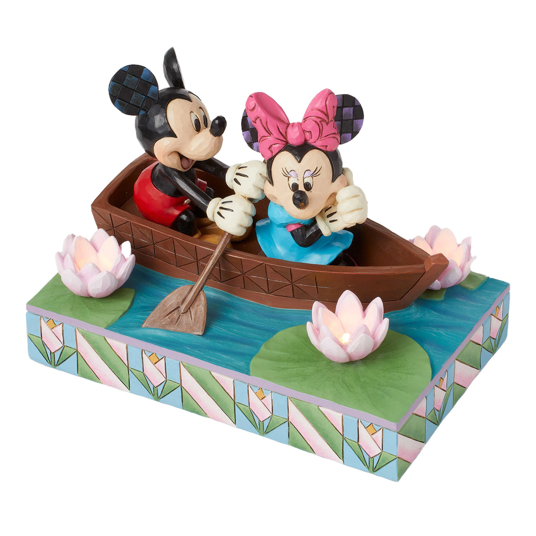 Jim Shore Disney Traditions: Mickey & Minnie In Love Rowboat Figurine sparkle-castle